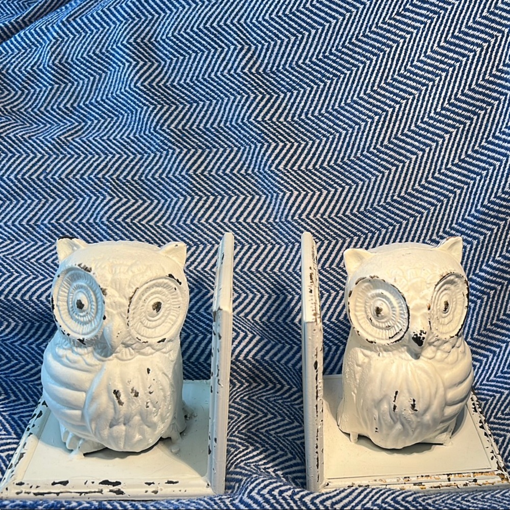 Charming White Owl Bookends